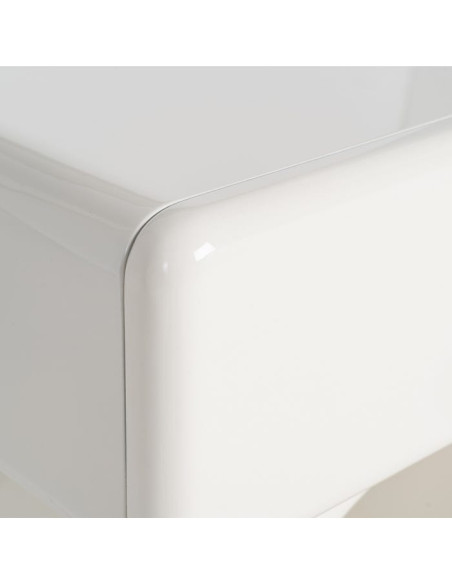 Table de chevet design minimaliste 1 tiroir Bois MDF Blanc crème Laqué Statya