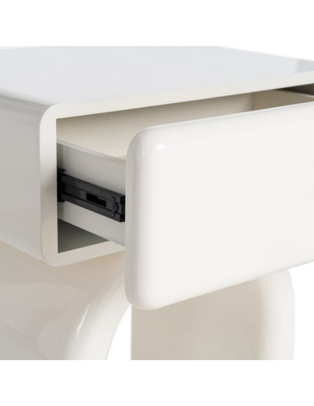 Table de chevet design minimaliste 1 tiroir Bois MDF Blanc crème Laqué Statya