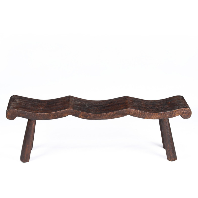 Banc ondulé en manguier massif noyer foncé 150 x 35 x 50 cm The Lombok Bazar Bizar - 3