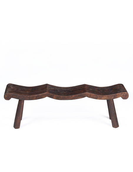 Banc ondulé en manguier massif noyer foncé 150 x 35 x 50 cm The Lombok Bazar Bizar - 3