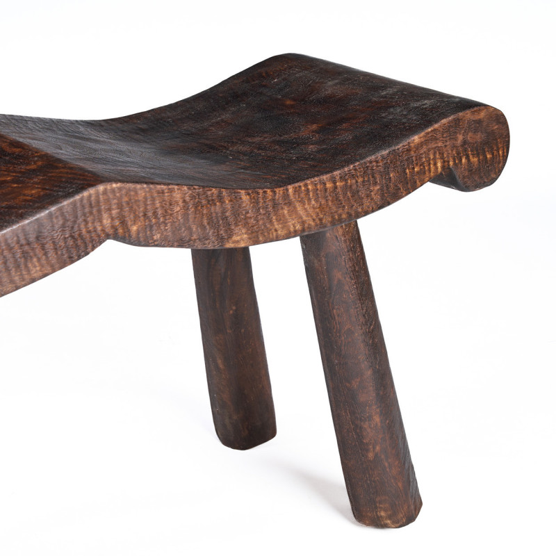 Banc ondulé en manguier massif noyer foncé 150 x 35 x 50 cm The Lombok Bazar Bizar - 7