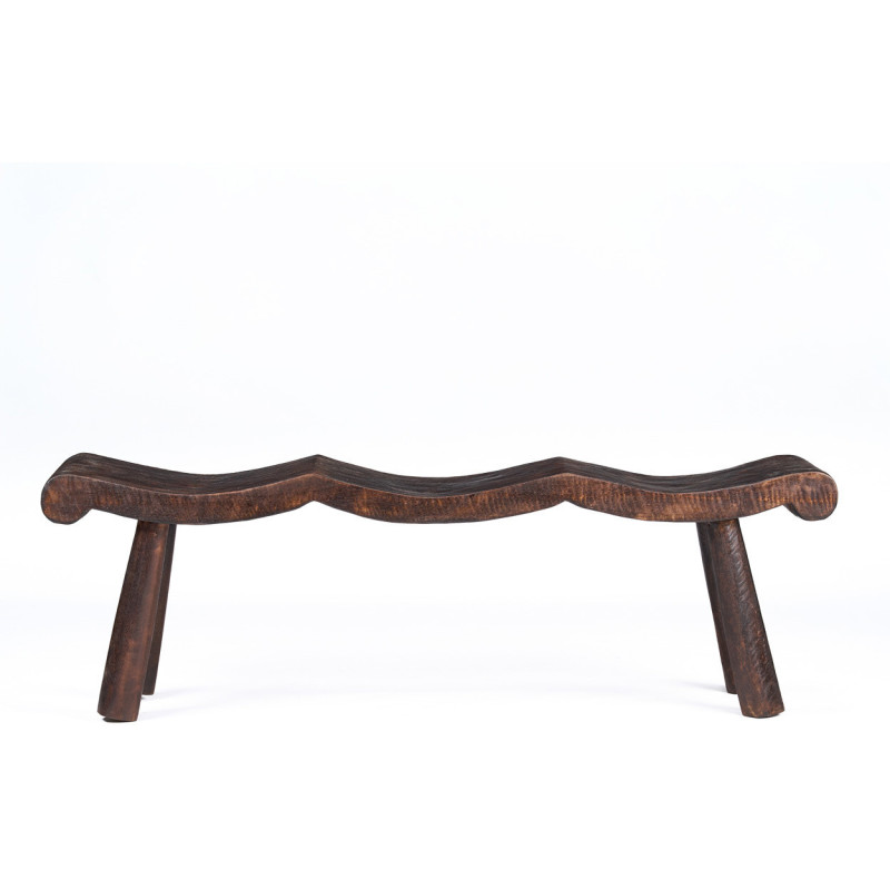 Banc ondulé en manguier massif noyer foncé 150 x 35 x 50 cm The Lombok Bazar Bizar - 4