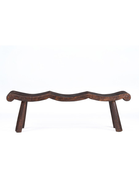 Banc ondulé en manguier massif noyer foncé 150 x 35 x 50 cm The Lombok Bazar Bizar - 4