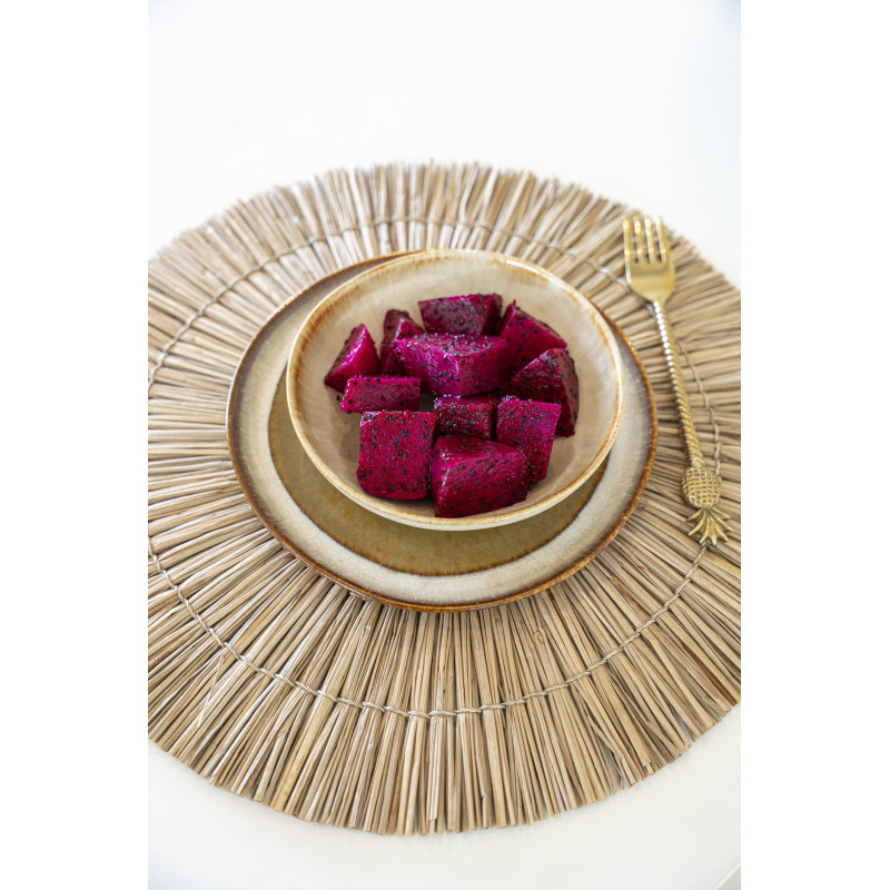 Assiette à dessert rustique chic Ronde 17 cm Céramique Vert de gris Marron foncé Beige The Comporta 