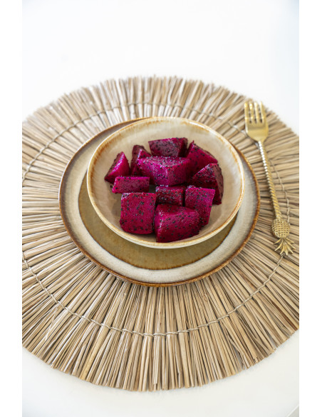 Assiette à dessert rustique chic Ronde 17 cm Céramique Vert de gris Marron foncé Beige The Comporta 