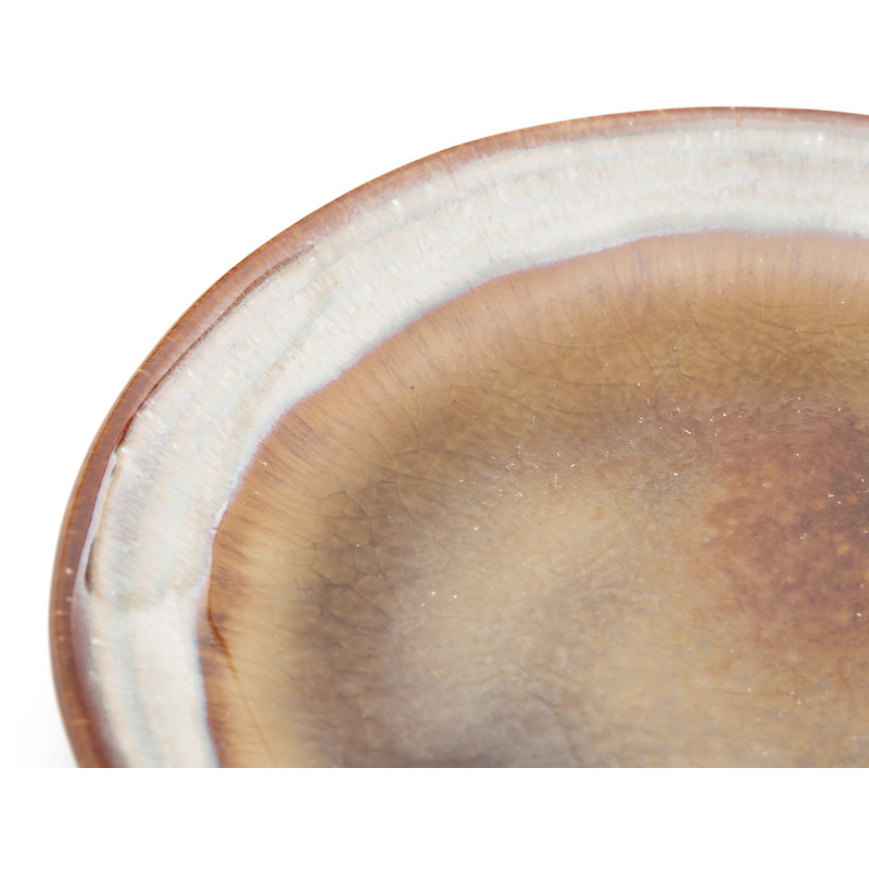 Assiette à dessert rustique chic Ronde 17 cm Céramique Vert de gris Marron foncé Beige The Comporta 