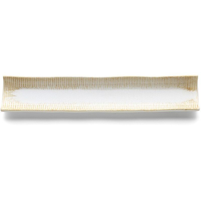 Grand Plat japonais wabi-sabi Rectangulaire 39 cm Céramique Blanc Miel The Da Rocha 