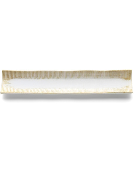 Grand Plat japonais wabi-sabi Rectangulaire 39 cm Céramique Blanc Miel The Da Rocha 