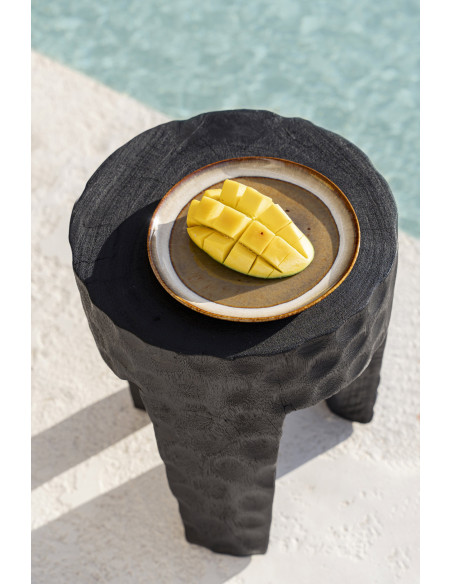 Assiette plate rustique chic Ronde 22 cm Céramique Vert de gris Marron foncé Beige The Comporta 