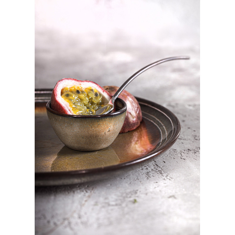 Assiette plate rustique chic Ronde 22 cm Céramique Vert de gris Marron foncé Beige The Comporta 