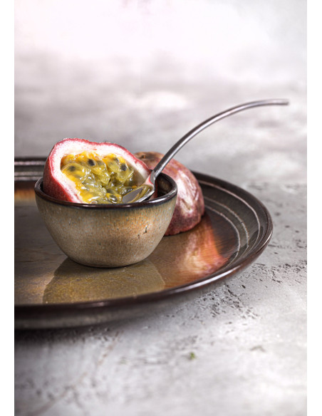 Assiette plate rustique chic Ronde 22 cm Céramique Vert de gris Marron foncé Beige The Comporta 