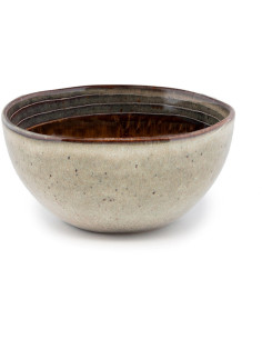 Bol petit-déjeuner rustique chic Rond 12 cm Céramique Vert de gris Marron foncé Beige The Comporta 
