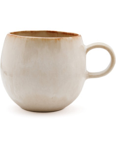 Mug wabi-sabi japandi H 11 cm Grès Blanc Marron The Cascais 