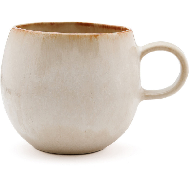 Mug wabi-sabi japandi H 11 cm Grès Blanc Marron The Cascais 