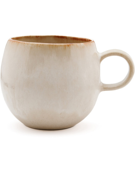 Mug wabi-sabi japandi H 11 cm Grès Blanc Marron The Cascais 
