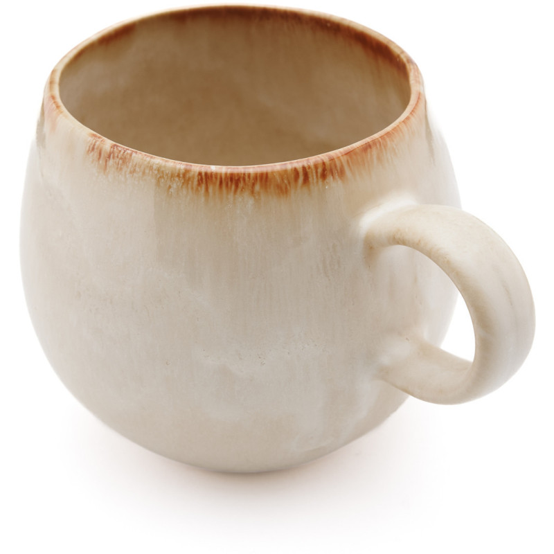 Mug wabi-sabi japandi H 11 cm Grès Blanc Marron The Cascais 
