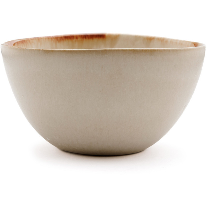 Bol à apéritif wabi-sabi japandi Rond 12 cm Grès Blanc Marron The Cascais 