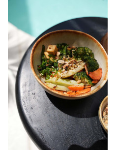 Bol à apéritif wabi-sabi japandi Rond 12 cm Grès Blanc Marron The Cascais 