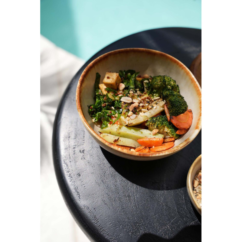 Bol à apéritif wabi-sabi japandi Rond 12 cm Grès Blanc Marron The Cascais 