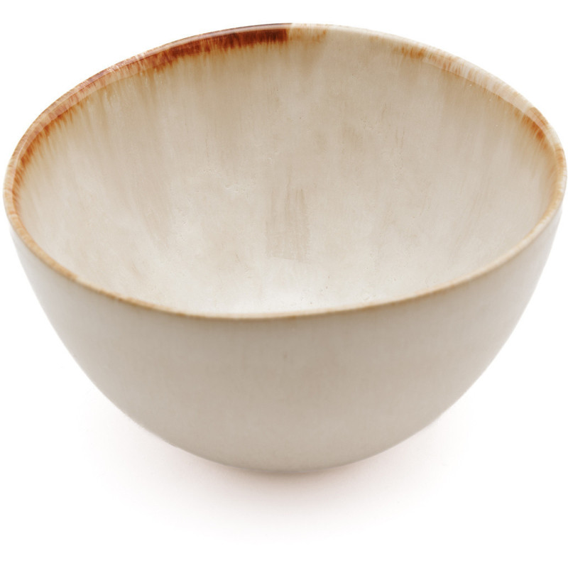 Bol à apéritif wabi-sabi japandi Rond 12 cm Grès Blanc Marron The Cascais 