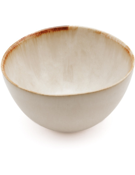 Bol à apéritif wabi-sabi japandi Rond 12 cm Grès Blanc Marron The Cascais 