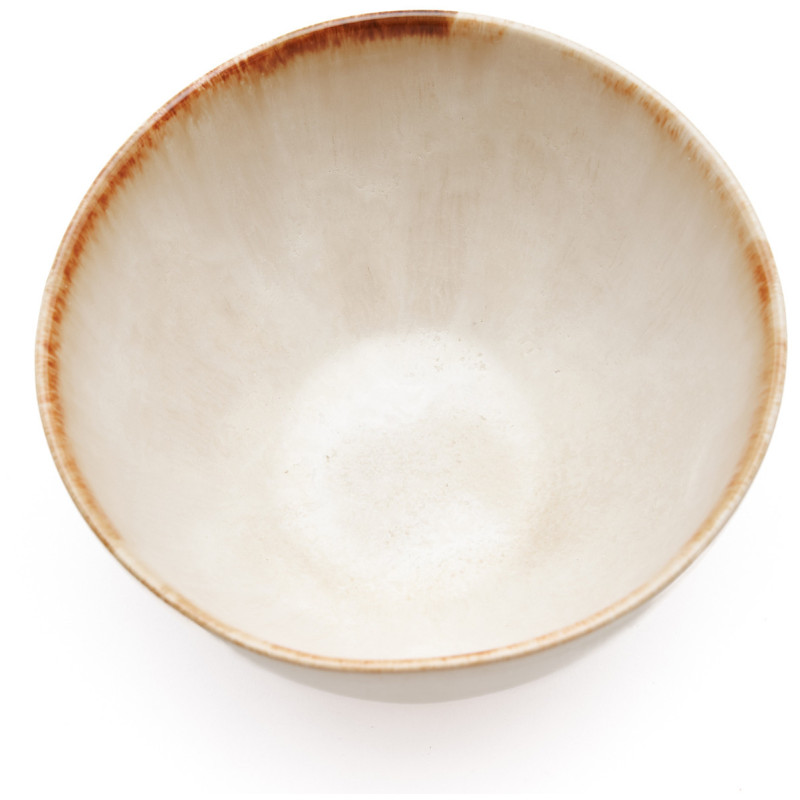 Bol à apéritif wabi-sabi japandi Rond 12 cm Grès Blanc Marron The Cascais 