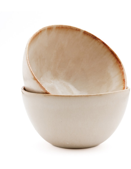 Bol à apéritif wabi-sabi japandi Rond 12 cm Grès Blanc Marron The Cascais 