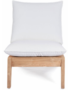 Fauteuil de jardin original en Bois de teck recyclé Naturel Tissu Blanc The Lazy 