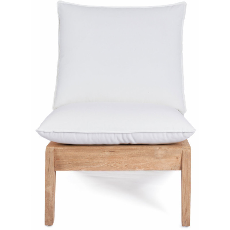 Fauteuil de jardin original en Bois de teck recyclé Naturel Tissu Blanc The Lazy 