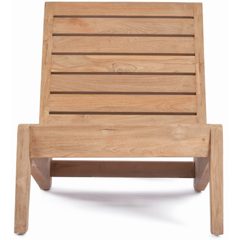 Fauteuil de jardin original en Bois de teck recyclé Naturel Tissu Blanc The Lazy 