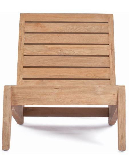 Fauteuil de jardin original en Bois de teck recyclé Naturel Tissu Blanc The Lazy 