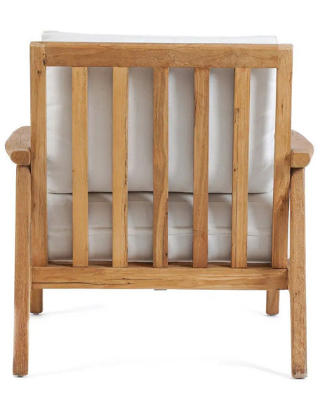 Fauteuil de jardin moderne en Bois de teck recyclé Naturel Tissu Blanc The Gilimanuk 