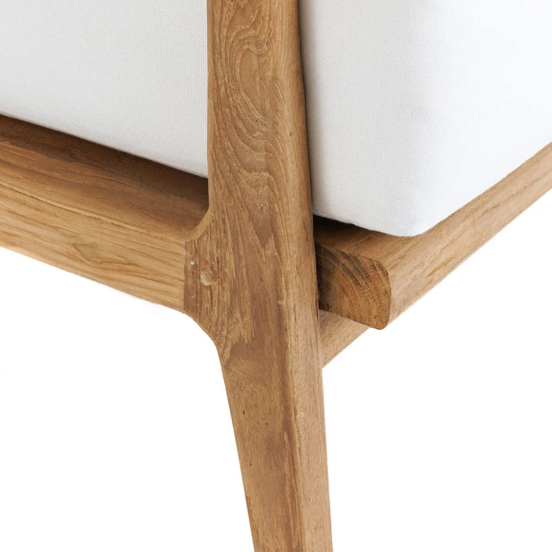 Fauteuil de jardin moderne en Bois de teck recyclé Naturel Tissu Blanc The Gilimanuk 