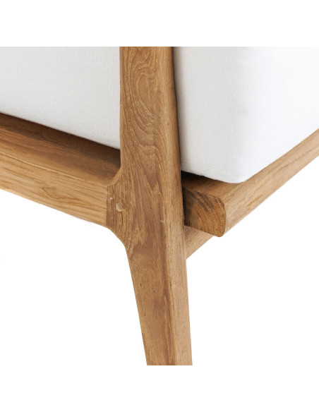 Fauteuil de jardin moderne en Bois de teck recyclé Naturel Tissu Blanc The Gilimanuk 