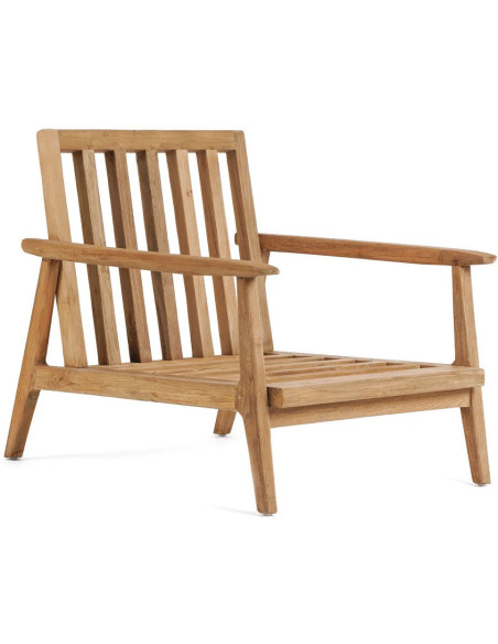 Fauteuil de jardin moderne en Bois de teck recyclé Naturel Tissu Blanc The Gilimanuk 