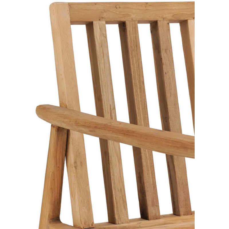 Fauteuil de jardin moderne en Bois de teck recyclé Naturel Tissu Blanc The Gilimanuk 