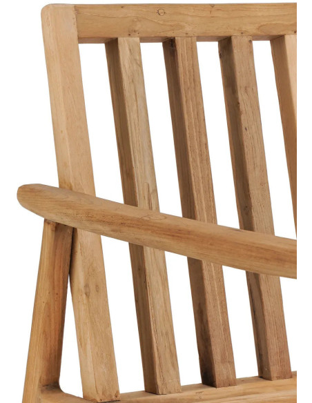 Fauteuil de jardin moderne en Bois de teck recyclé Naturel Tissu Blanc The Gilimanuk 