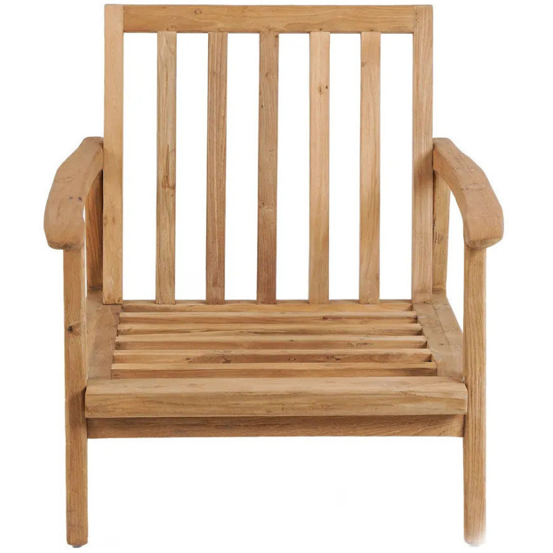 Fauteuil de jardin moderne en Bois de teck recyclé Naturel Tissu Blanc The Gilimanuk 