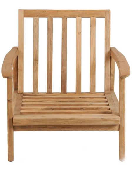 Fauteuil de jardin moderne en Bois de teck recyclé Naturel Tissu Blanc The Gilimanuk 