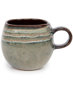 Tasse à expresso rustique chic H 6 cm Céramique Vert de gris Marron foncé Beige The Comporta 
