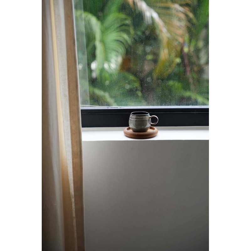 Tasse à expresso rustique chic H 6 cm Céramique Vert de gris Marron foncé Beige The Comporta 