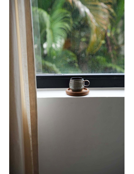 Tasse à expresso rustique chic H 6 cm Céramique Vert de gris Marron foncé Beige The Comporta 