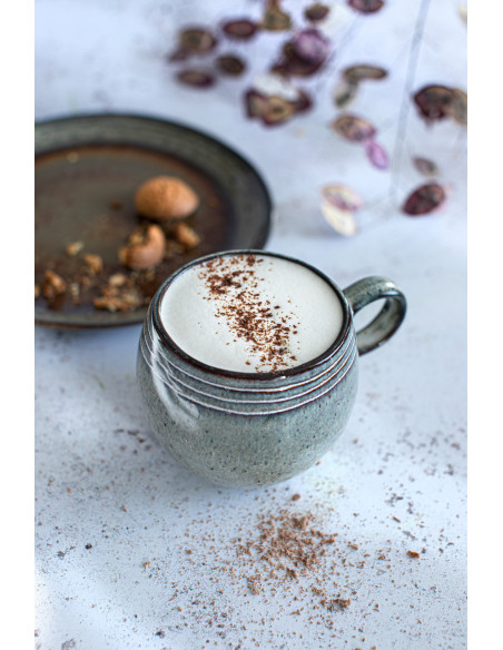 Tasse à expresso rustique chic H 6 cm Céramique Vert de gris Marron foncé Beige The Comporta 