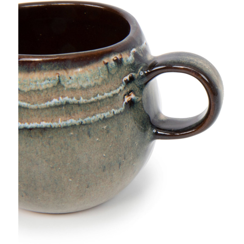 Tasse à expresso rustique chic H 6 cm Céramique Vert de gris Marron foncé Beige The Comporta 