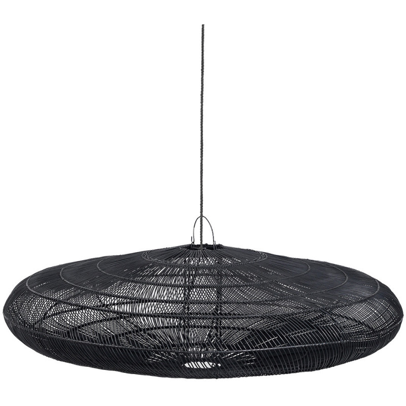 Abat jour original XL pour suspension 150 cm en Rotin Noir The Macaron 
