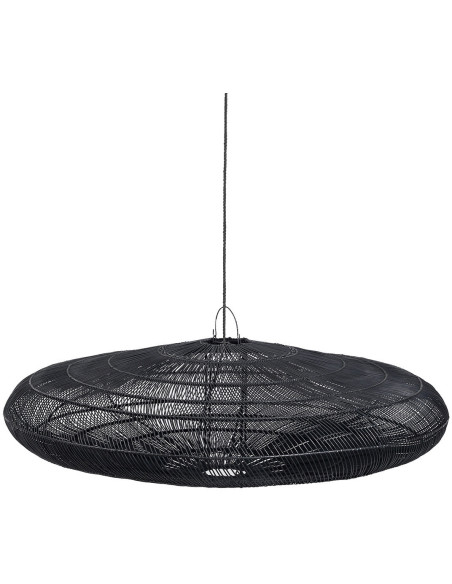 Abat jour original XL pour suspension 150 cm en Rotin Noir The Macaron 