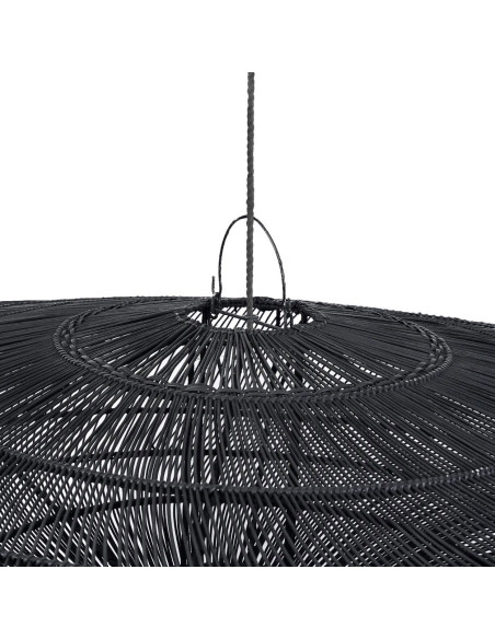Abat jour original XL pour suspension 150 cm en Rotin Noir The Macaron 