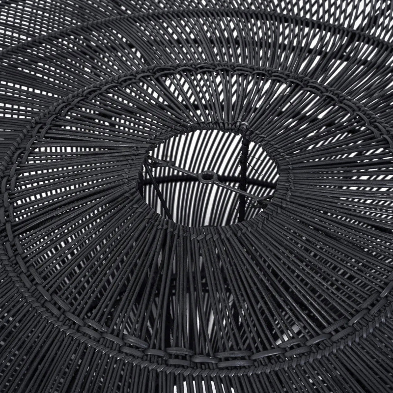 Abat jour original XL pour suspension 150 cm en Rotin Noir The Macaron 