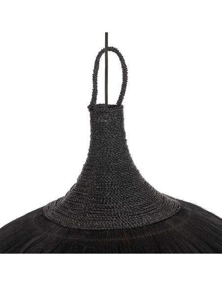 Grand Abat-jour ethnique chic XL 100cm Herbe Noir The Makiki 