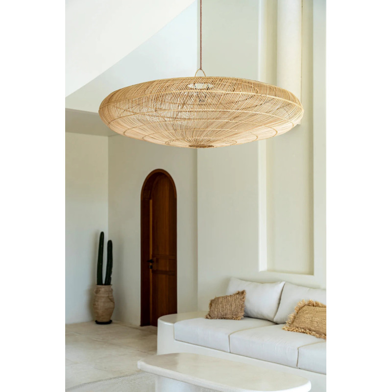 Abat jour original XXL pour suspension 150 cm en Rotin Naturel The Macaron 